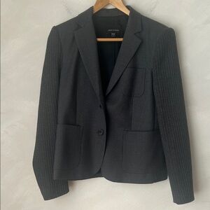 Judith & Charles Virgin Wool Career Blazer Women's size 8 Gray Knit Sleeves